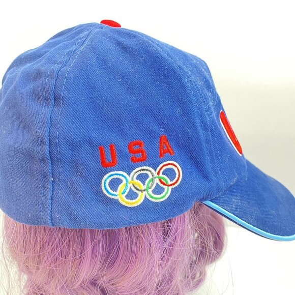 2002 U.S. Olympic Team Roots Official Outfitter USA Baseball Cap Blue/Red - Picture 3 of 11